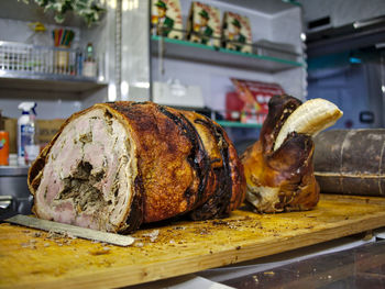 Close-up of food on table