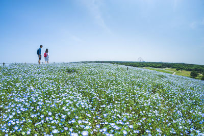 People on field against sky