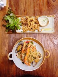 Directly above shot of food served in plate