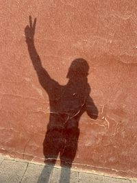 Shadow of man and woman standing on footpath