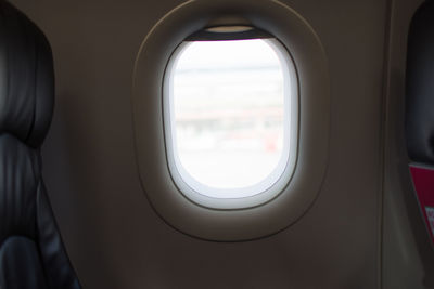 Close-up of airplane window