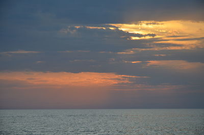 Scenic view of sea against sky at sunset