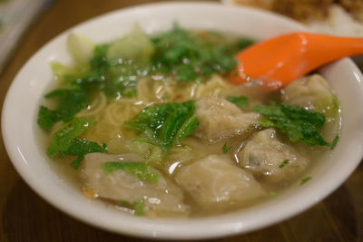 Close-up of soup in bowl