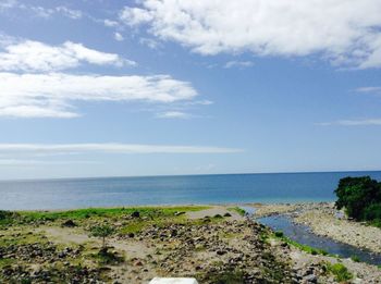 Scenic view of beach and sea against sky