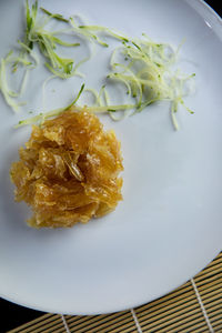 High angle view of food in plate