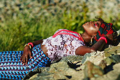 Close-up of beautiful woman