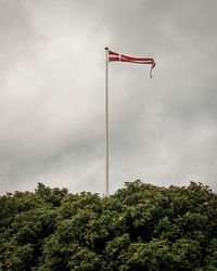 Low angle view of flag against sky