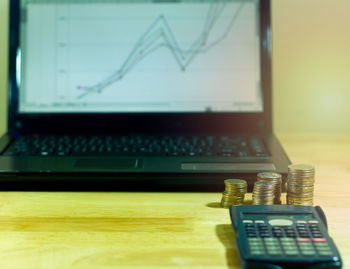 Close-up of laptop on table