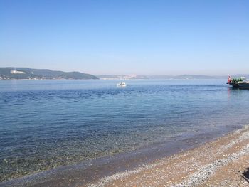 Scenic view of sea against clear sky