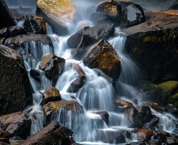 Low angle view of waterfall