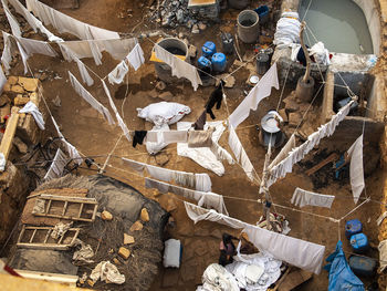 High angle view of dhobi ghat