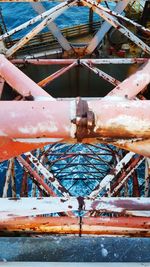 Close-up of rusty chain on boat