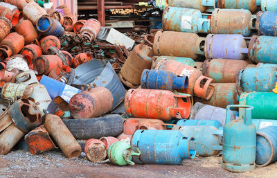 Full frame shot of rusty cylinder outdoors