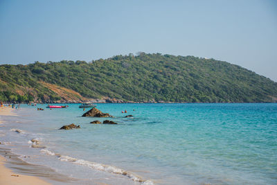 Scenic view of sea against clear sky