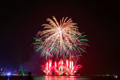 Firework display at night