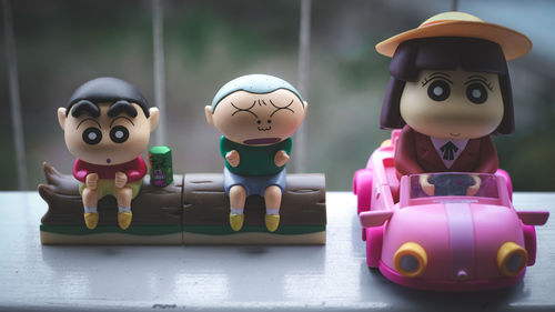 Close-up of toys on table