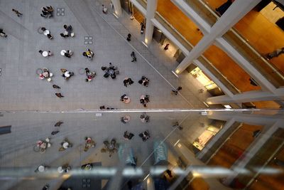 Directly above shot of people outside building