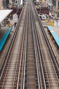 High angle view of railroad station platform