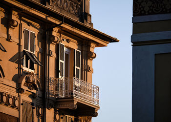 Low angle view of building against clear sky