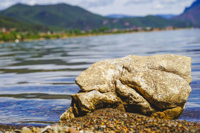 Close-up of rocks in river