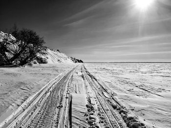 Scenic view of sea against sky during winter