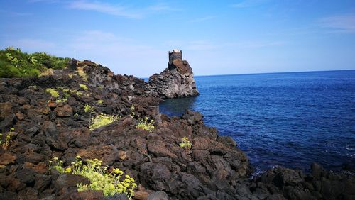 Lava stone coast of the town of santa tecla