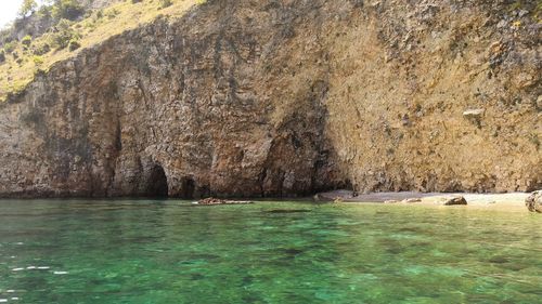 Scenic view of sea and rocks