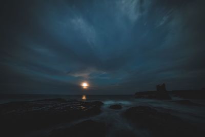 Scenic view of sea against cloudy sky