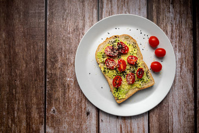 Directly above shot of breakfast served on table