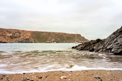 Scenic view from the beach at little harbor, on catalina island, california.