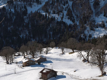 Scenic view of snow covered mountains