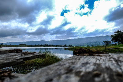 Scenic view of lake against sky