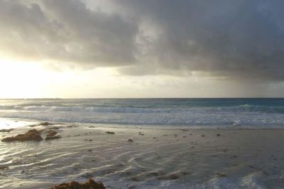 Scenic view of sea against cloudy sky