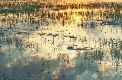 Scenic view of lake against sky