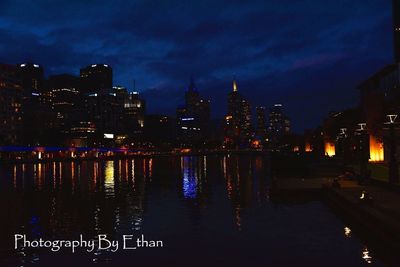 View of city lit up at night