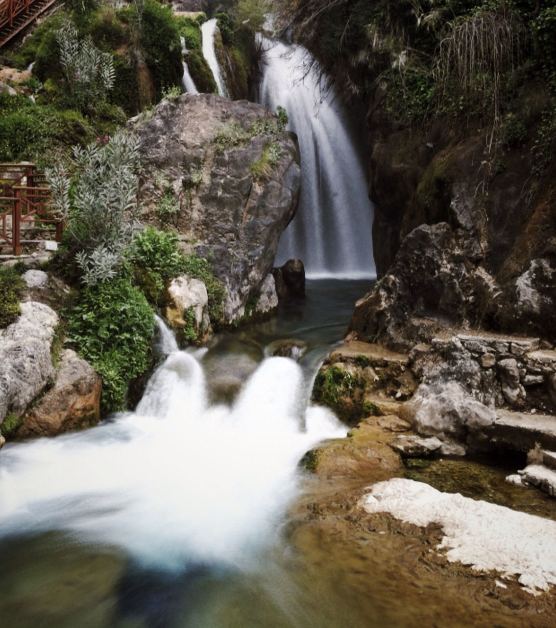 waterfall, water, flowing water, motion, long exposure, flowing, rock - object, beauty in nature, nature, stream, scenics, forest, rock formation, rock, blurred motion, river, surf, idyllic, outdoors, day