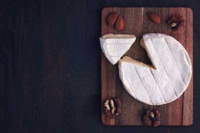 High angle view of french cheese