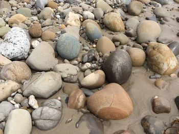 Close-up of pebbles on beach