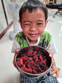 Portrait of boy holding ice cream