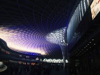 Low angle view of illuminated building at night