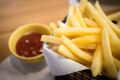 Close-up of pasta with fries