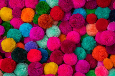 Full frame shot of multi colored woolen balls