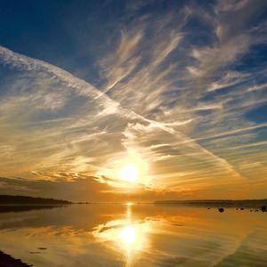 Scenic view of sunset over river