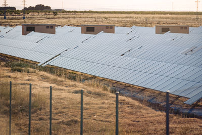 Solar panels on field