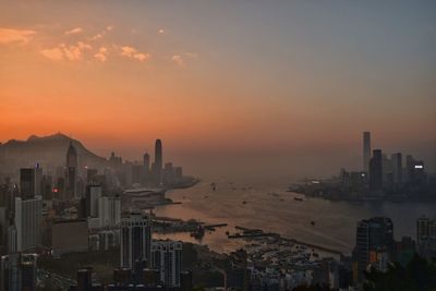 View of city at sunset