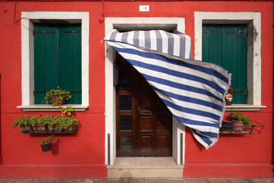 Close-up of flag against built structure