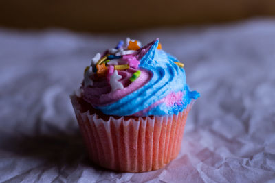 Close-up of cupcakes on table