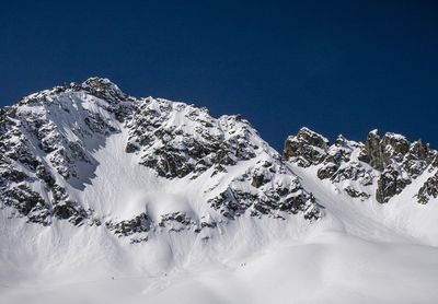 Scenic view of snow covered mountains against sky