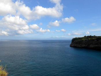 Scenic view of sea against cloudy sky