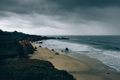 Scenic view of beach against sky